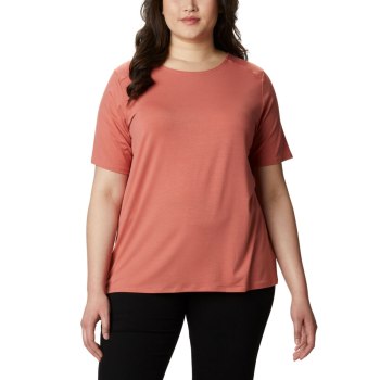 Dámské Tričko Columbia Essential Elements Short Sleeve Plus Size Tmavě Koralove QOPDSM105